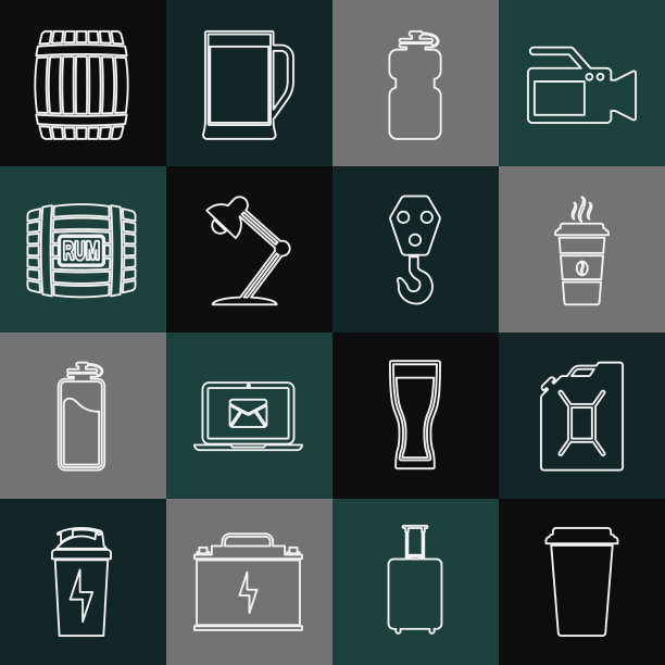 设定线咖啡杯罐汽油运动图片下载