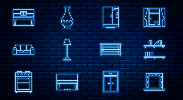 设置线化妆镜与灯书架书籍图片下载