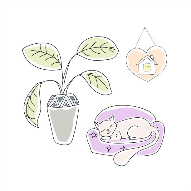 居家舒适的涂鸦风格图片下载