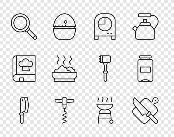 设置线肉切菜板和刀图片下载