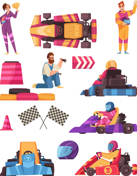 卡丁车卡通套装图片下载