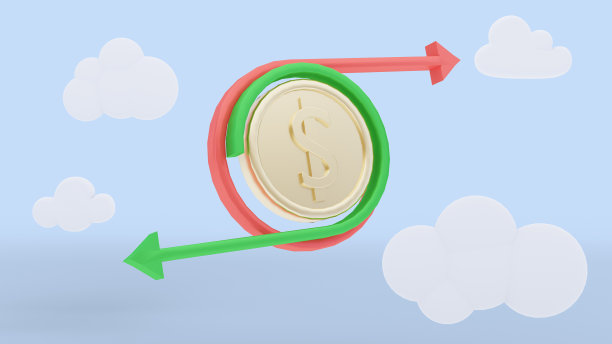 现金流是资金流入和流出公司的运动，现金接收表示流入，现金支出表示流出。3 d渲染。图片下载