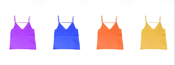 四套女性基本优雅的夏季丝绸背心孤立在白色背景图片下载