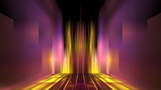 发光的讲台墙，反射，霓虹灯玻璃，几何模糊的形状，未来主义，明亮的颜色条纹。美容产品陈列柜。三维渲染图片下载