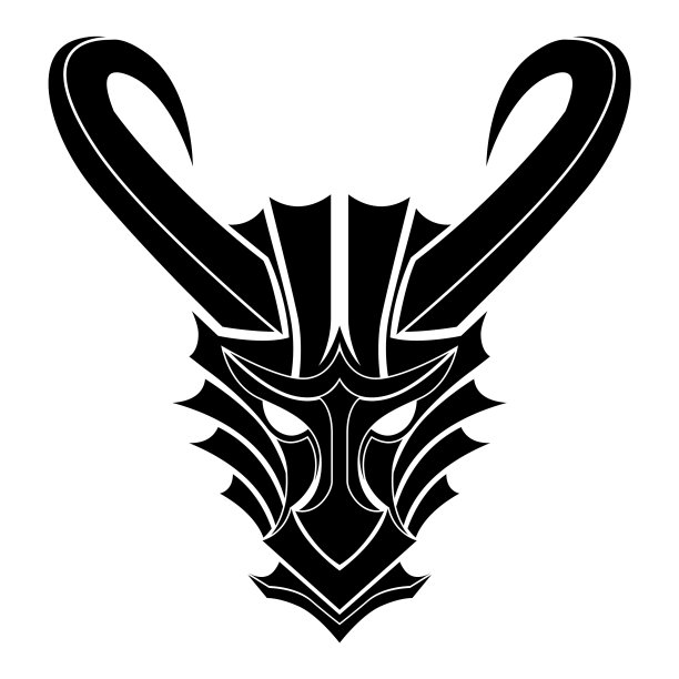 龙头logo黑白渐变吉祥物图片下载