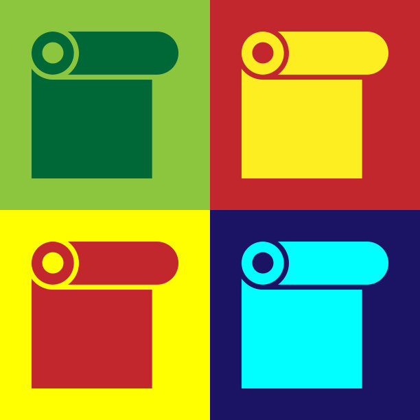 波普艺术卷纸图标孤立的颜色图片下载