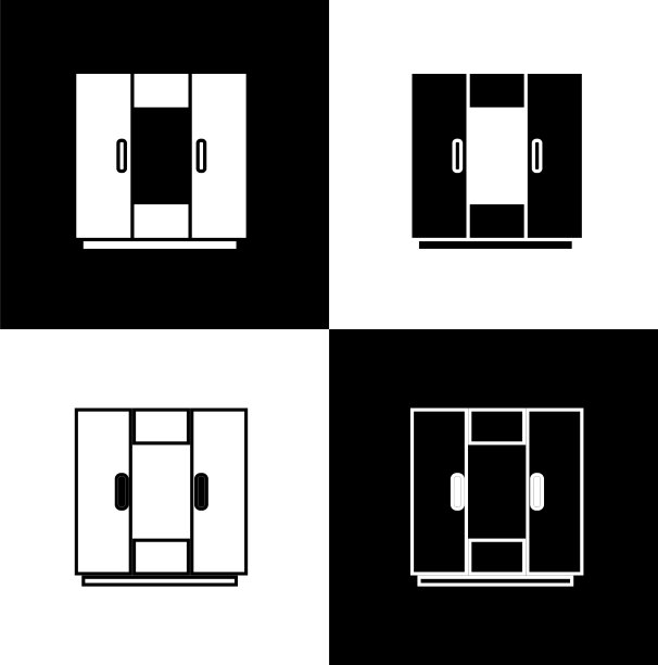 将衣柜图标隔离在黑色和白色图片下载