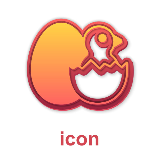 金小鸡在龟裂的蛋图标上孤立了起来图片下载