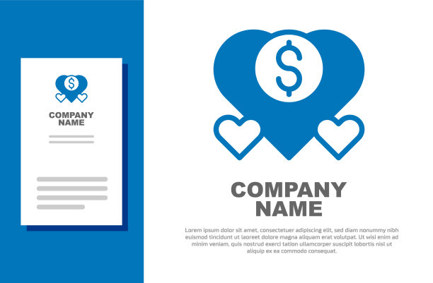 蓝色捐赠和慈善图标孤立在白色上图片下载