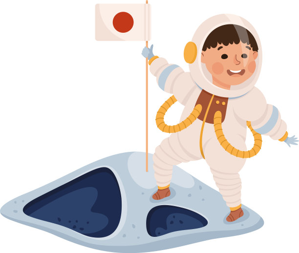 小孩子穿着太空服站在月球上图片下载