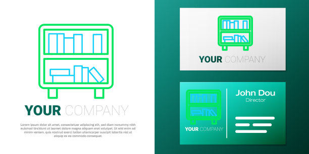 线书架与书籍图标隔离在白色图片下载