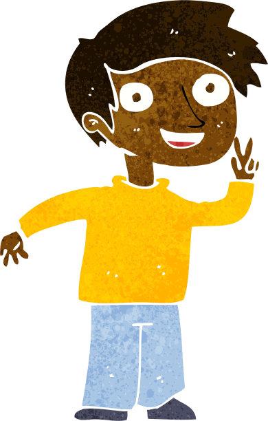 卡通男孩摆姿势拍照图片下载