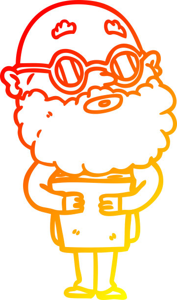 温暖的梯度线画一个卡通好奇的人胡须和眼镜图片下载