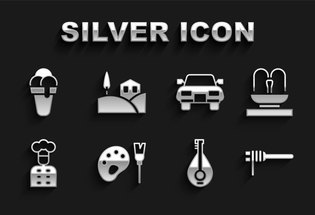 设置油漆刷调色板喷泉意大利面图片下载