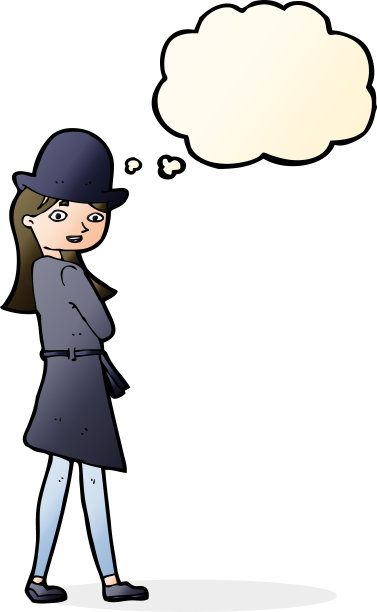 带有思想泡泡的卡通女间谍图片下载