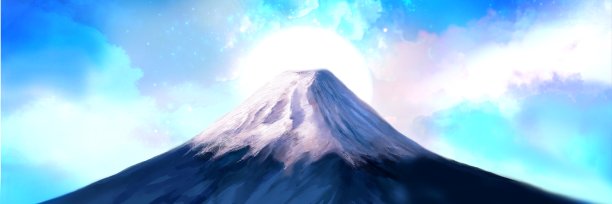 新年第一次日出的风景插图飞近山。图片下载