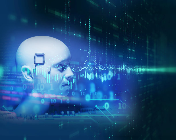 人工智能全息图的三维插图与编程代码技术。图片下载