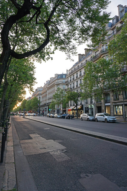 “圣日耳曼大道”前立面商店建筑的外部法式建筑和欧洲装饰图片下载