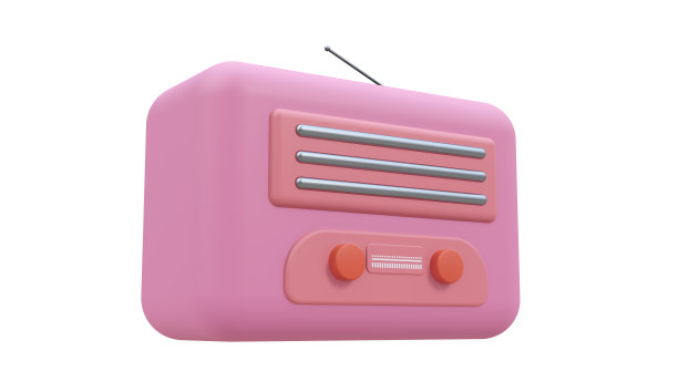 三维无线电左视角孤立在白色背景上图片下载