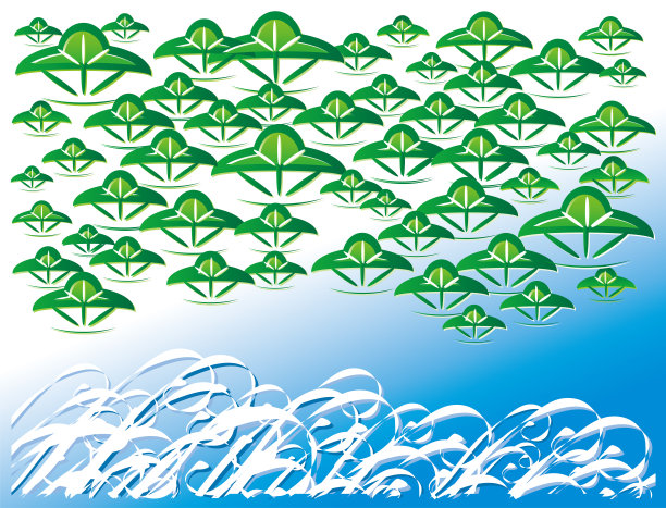 日式背景插画，以大海的声音和松林为主题。图片下载