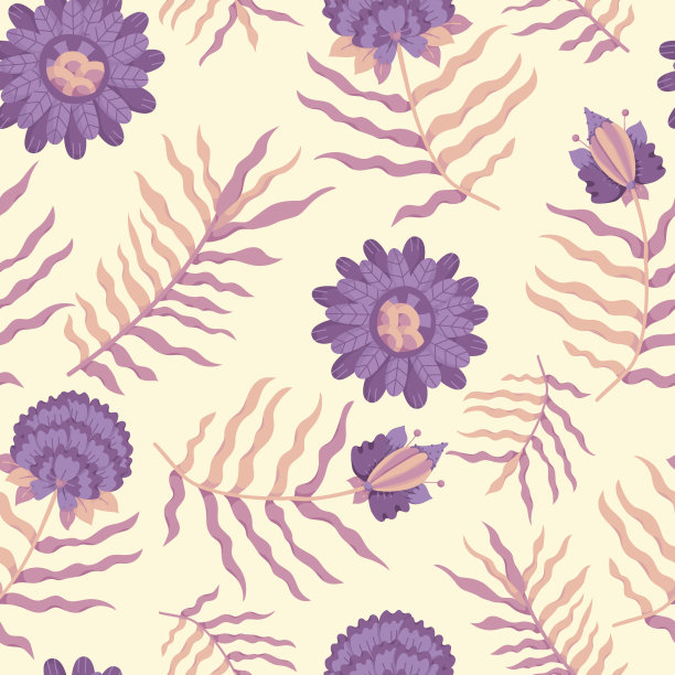 无缝图案与花卉装饰。栅格插图设计。在织物或纸上印刷。图片下载