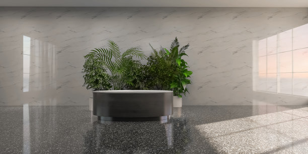 领奖台与植物3d渲染，3d插图图片下载