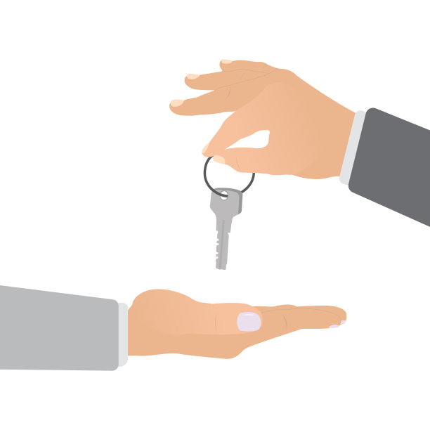 双手给予钥匙，孤立在白色背景上图片下载