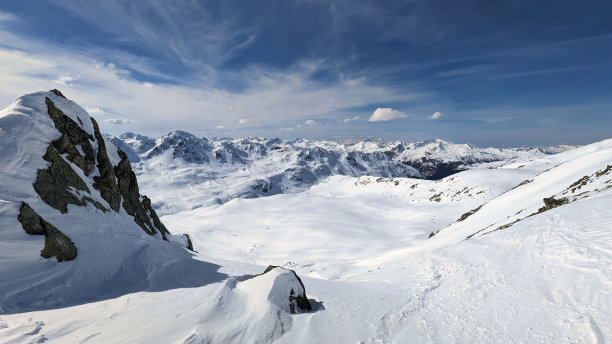 瑞士山区美丽的滑雪之旅。超级山地天气适合滑雪旅行。高质量照片图片下载