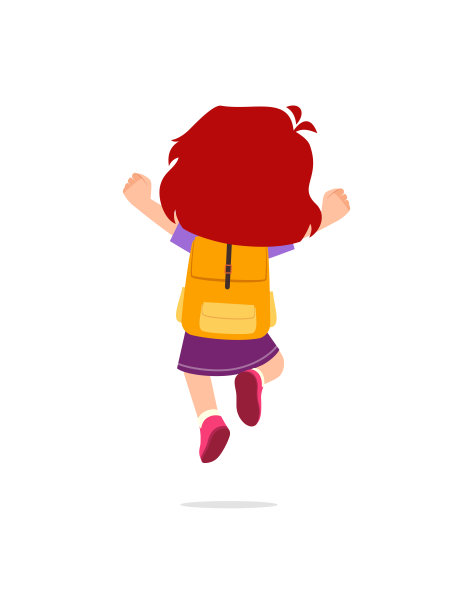 小孩子独自去上学，感觉很快乐，背影图片下载