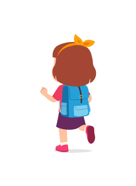 小孩子独自去上学，感觉很快乐，背影图片下载