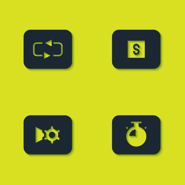 设置重复按钮，秒表，音乐或视频设置和媒体图标。向量图片下载