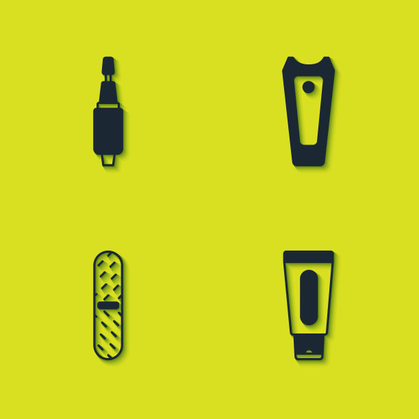 一套美甲铣刀，护手霜管，指甲锉和图标。向量图片下载