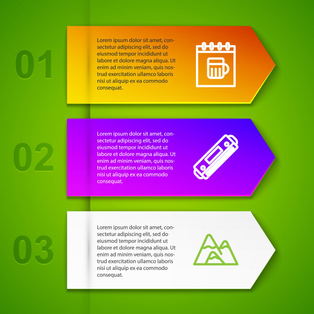 集行圣帕特里克节日历，口琴，山乐器和小号。业务信息图模板。向量图片下载