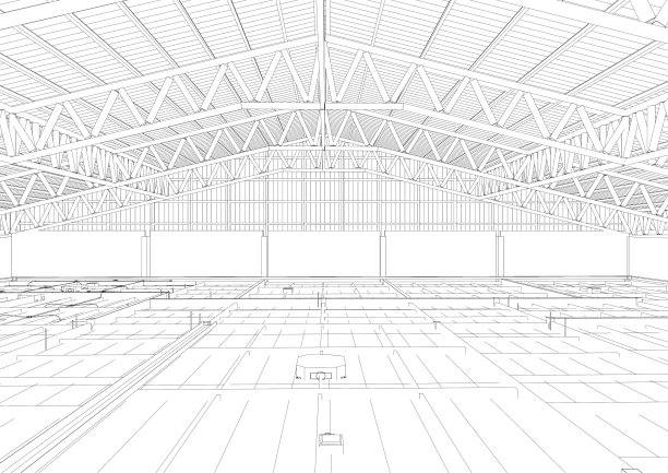 工业建筑的三维插图图片下载