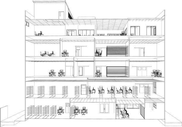 建筑项目的三维插图图片下载