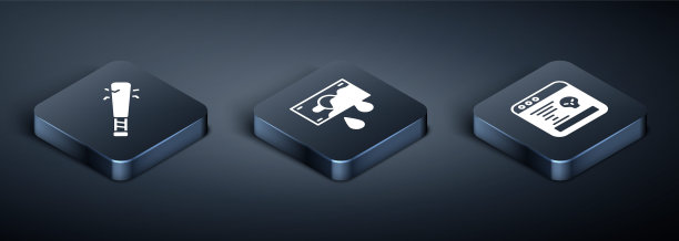 设置等距棒球棒与钉子，系统bug和血腥的钱图标。向量图片下载