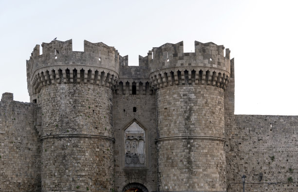 希腊罗德岛老城堡垒的细节图片下载