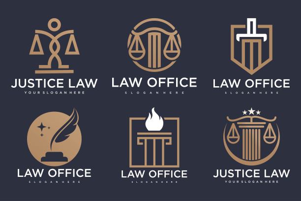 具有创意元素概念的法律符号集合图片下载