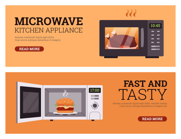 微波广告网横幅集，平面矢量插画。图片下载