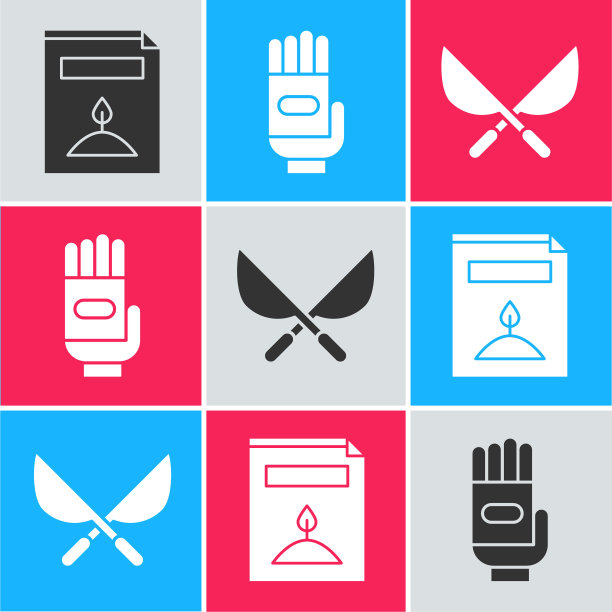 设置一个包的种子，特定的植物，园艺手套和手工园艺剪刀图标。向量图片下载