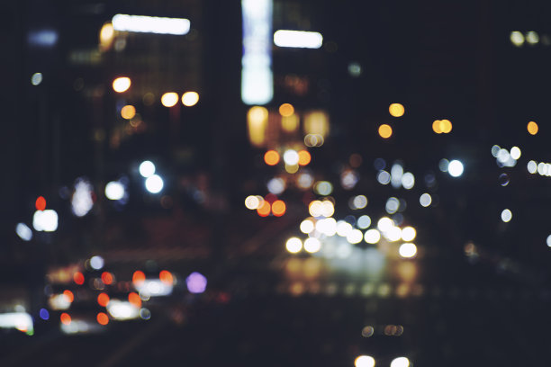 夜路和灯光模糊抽象图片下载