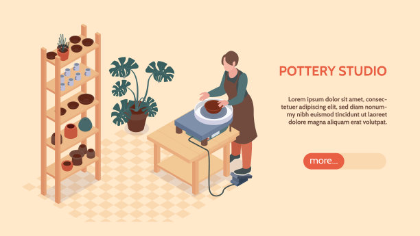 等距陶艺横旗图片下载