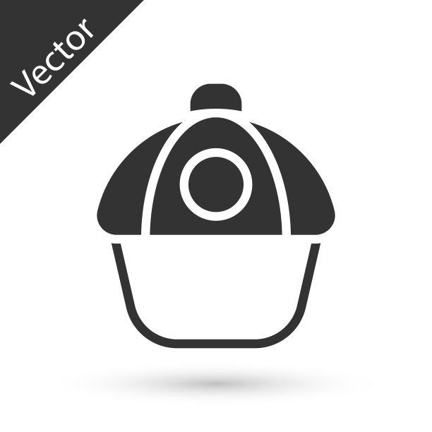 灰色棒球帽图标孤立在白色背景。运动设备。体育制服。向量图片下载