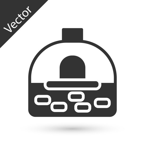 灰色砖炉图标孤立在白色背景。砖砌壁炉，砖石炉，石头烤箱图标。向量图片下载