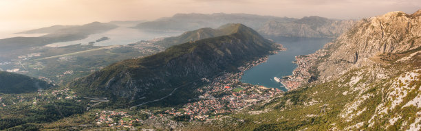 黑山科托尔湾的空中全景图图片下载