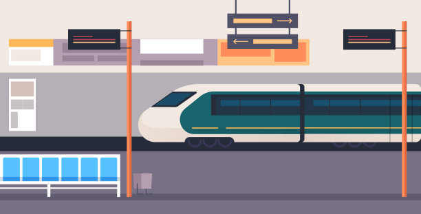 地铁铁路火车站地铁城市概念。矢量图形设计说明图片下载