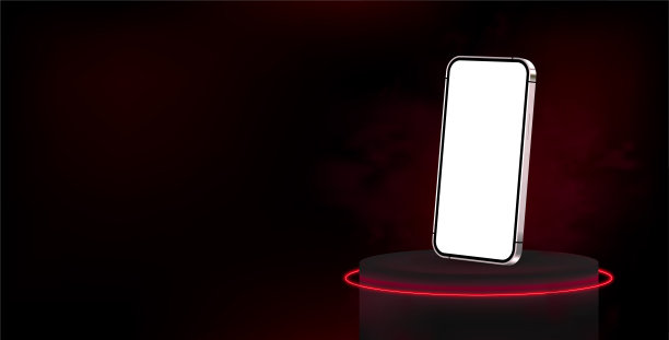 3D手机在讲台上。黑暗的旗帜图片下载