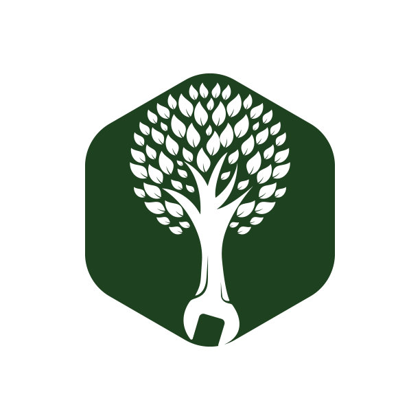 扳手树矢量标志设计模板。机械标志设计概念矢量。图片下载