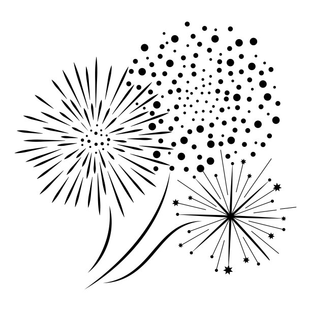 简单的黑白烟花套装。图片下载