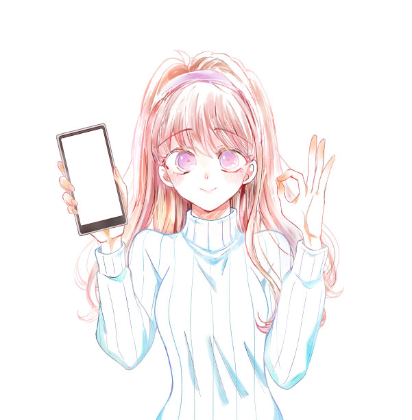 一名女子展示智能手机的插图图片下载